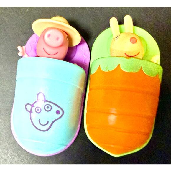 PEPPA PIG PLAY N GO CAMPERVAN tree set #1 canoe sleeping bags swing 3 figures - Picture 5 of 10